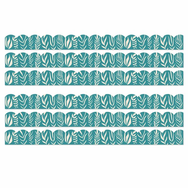 Carson Dellosa True to You Teal with Leaves Scalloped Bulletin Board Borders, 78PK 108522